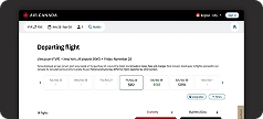 Screenshot of the Air Canada reporting interface