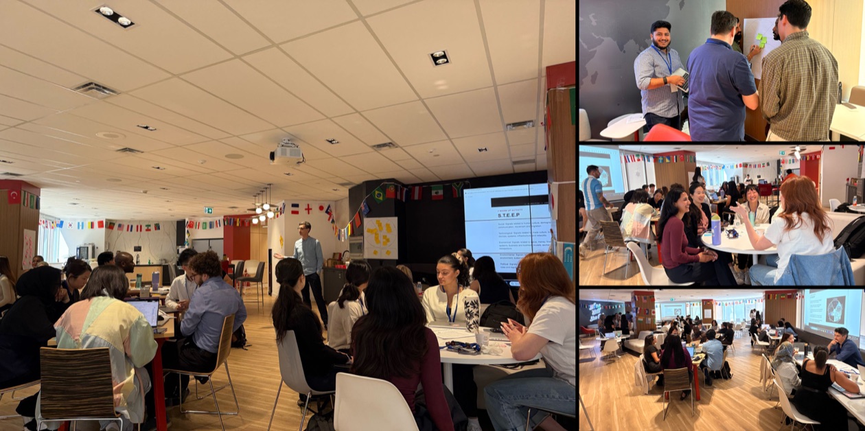 Composite of Speculative Designathon event photos showing teams working in the studio